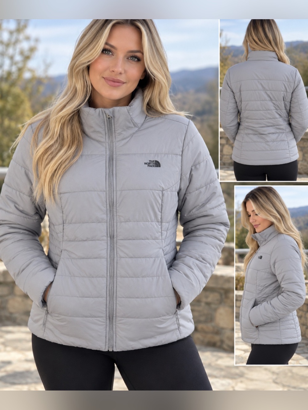 The North Face Women's large Light Gray Quilted Puffer Jacket